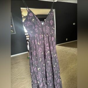 ROMWE Purple and Gray Moon Patterned Dress